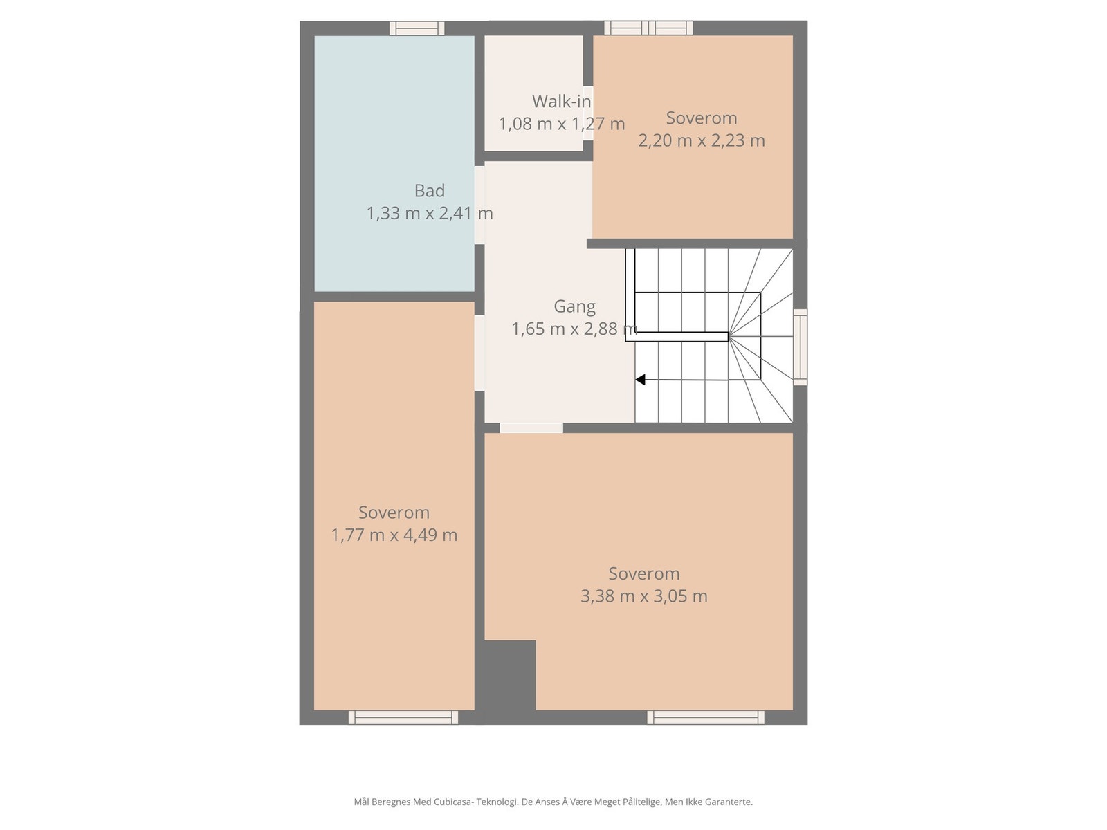 Plantegning 3. etasje - obs: Mål er ikke 100% nøyaktige. Galleribilde