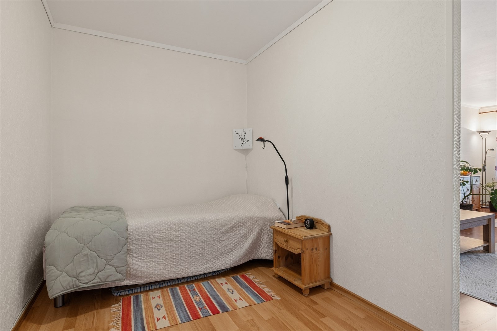 Praktisk sovenisje med plass til en stor seng, smart adskilt fra stuen. Galleribilde