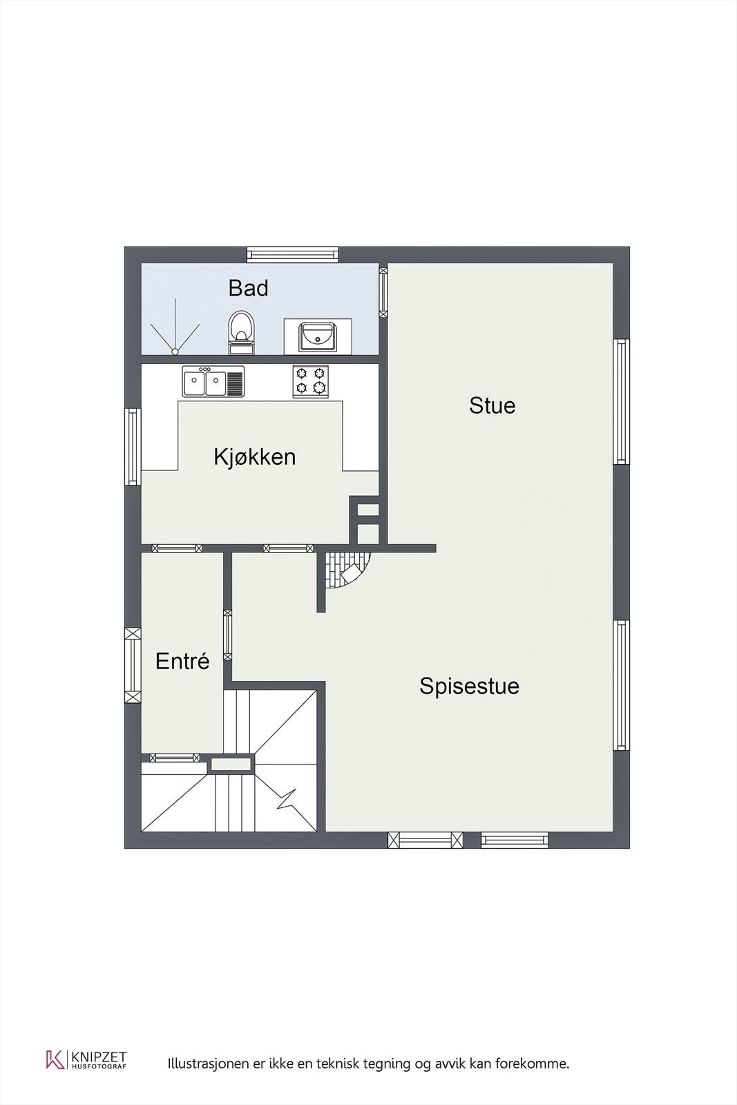 Plantegning 1. etasje Galleribilde