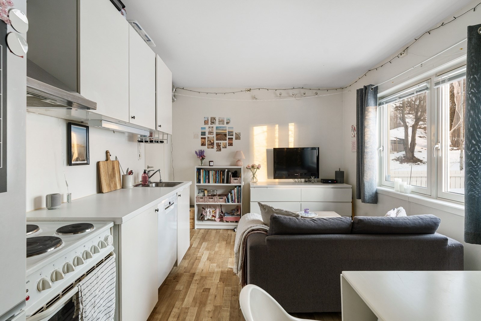Flott og arealeffektiv utleieenhet på 29 kvm med åpen stue- og kjøkkenløsning, soverom og bad. Galleribilde
