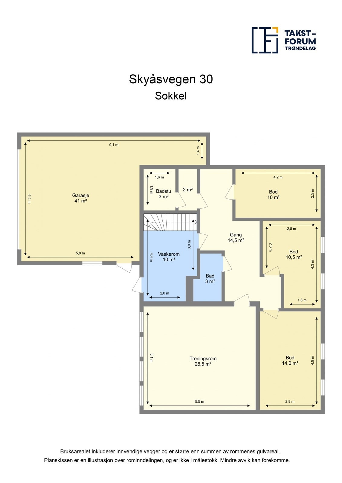 Planskisse sokkeletasje. Galleribilde