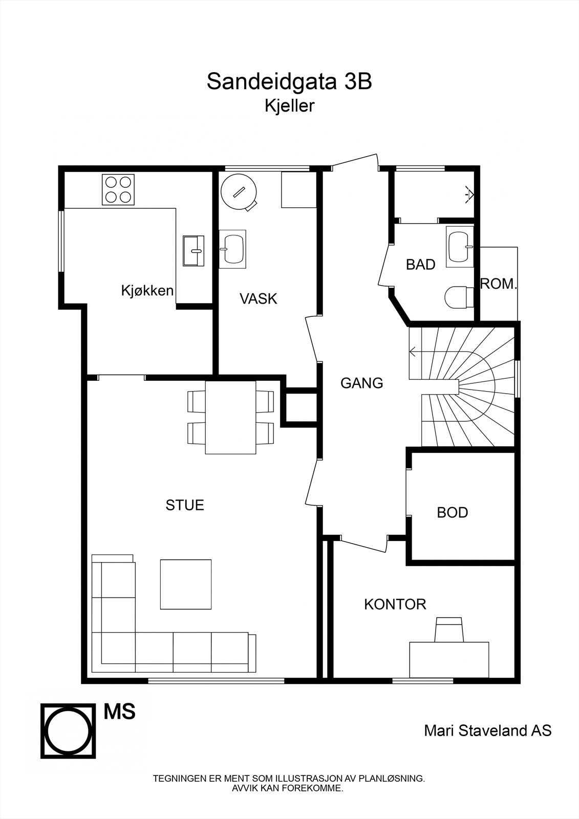 Sandeidgata 3B - 2D - Kjeller - Letterhead Galleribilde