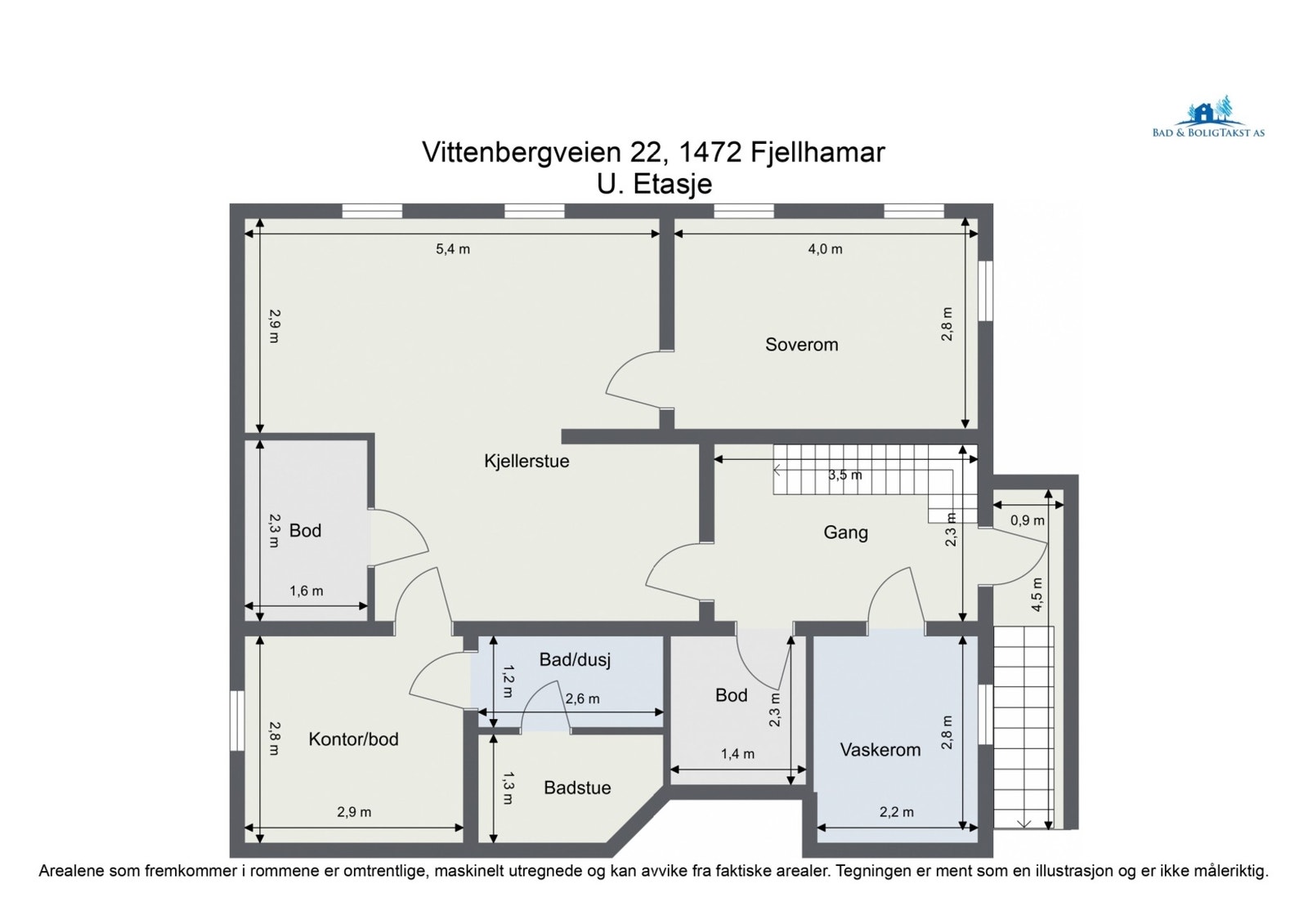 Planskisse over boligens underetasje. Galleribilde