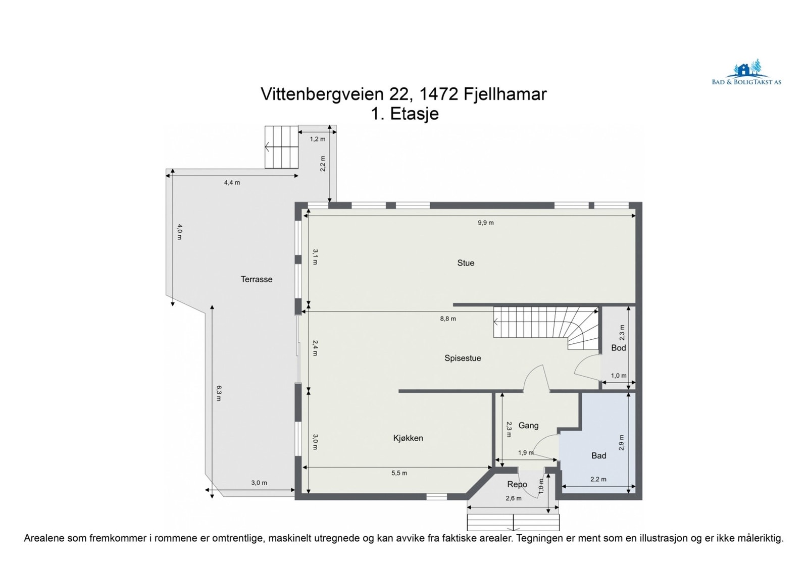 Planskisse over boligens første etasje. Galleribilde