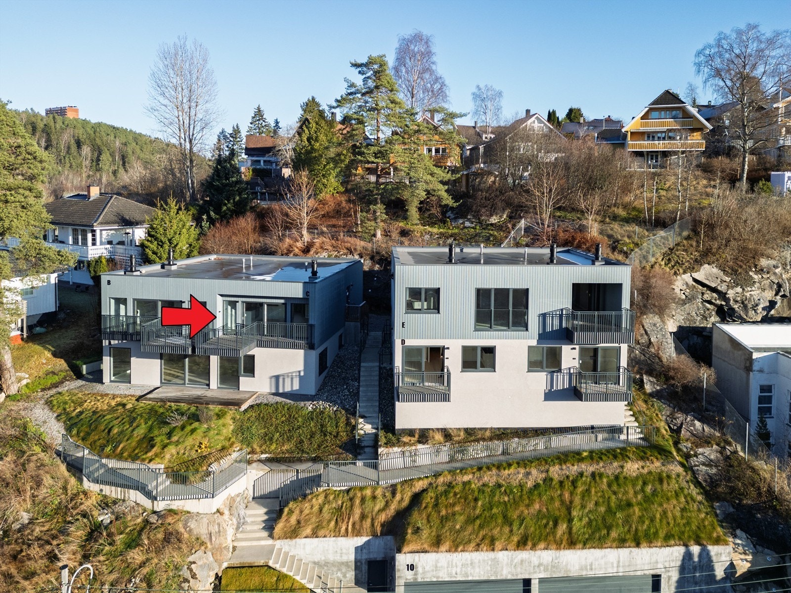 Markering av leilighetens beliggenhet. Galleribilde