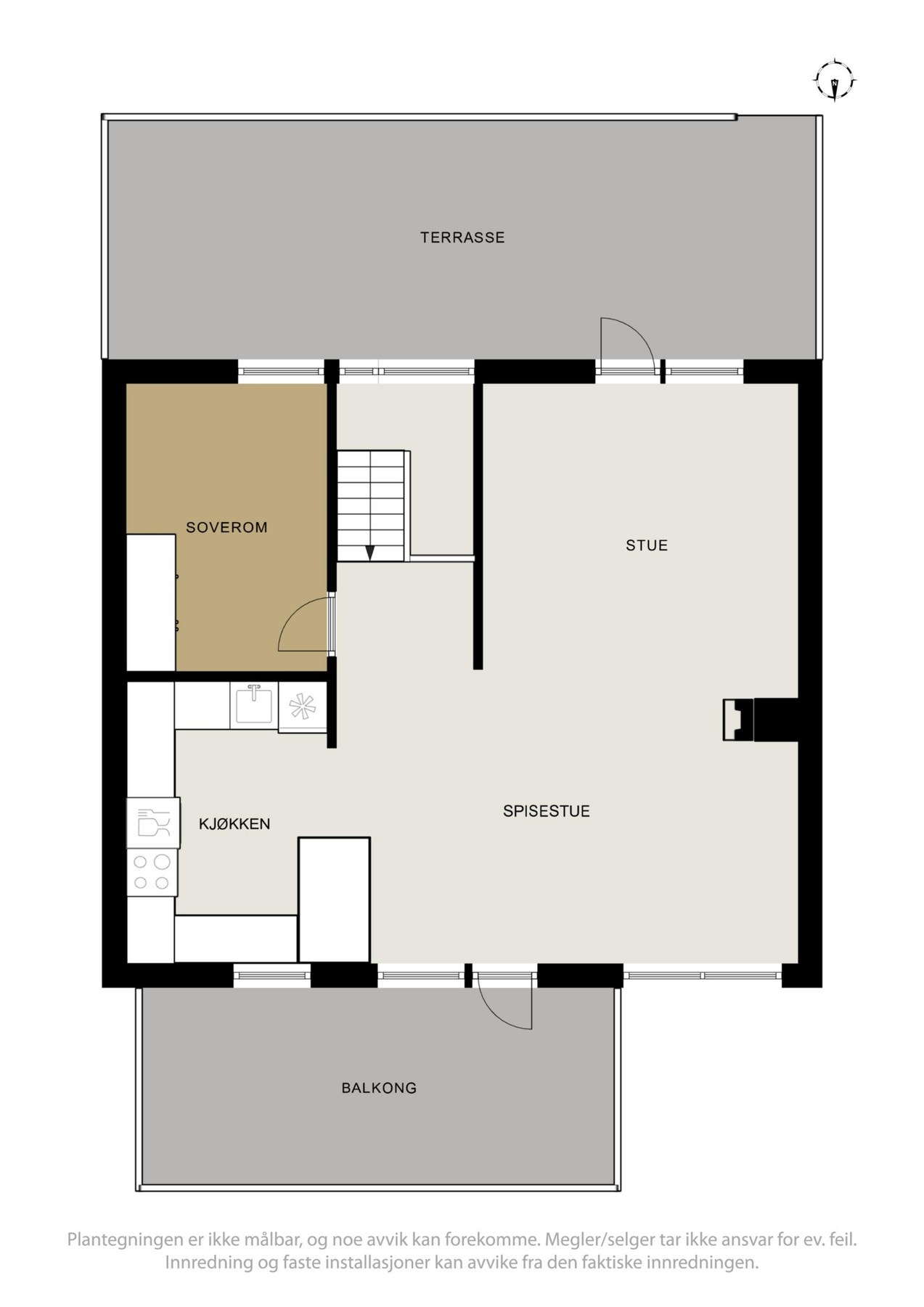 I 2.etg. finner du soverom, stue og kjøkken. Legg merke til at det er terrasse på begge sider av boligen Galleribilde