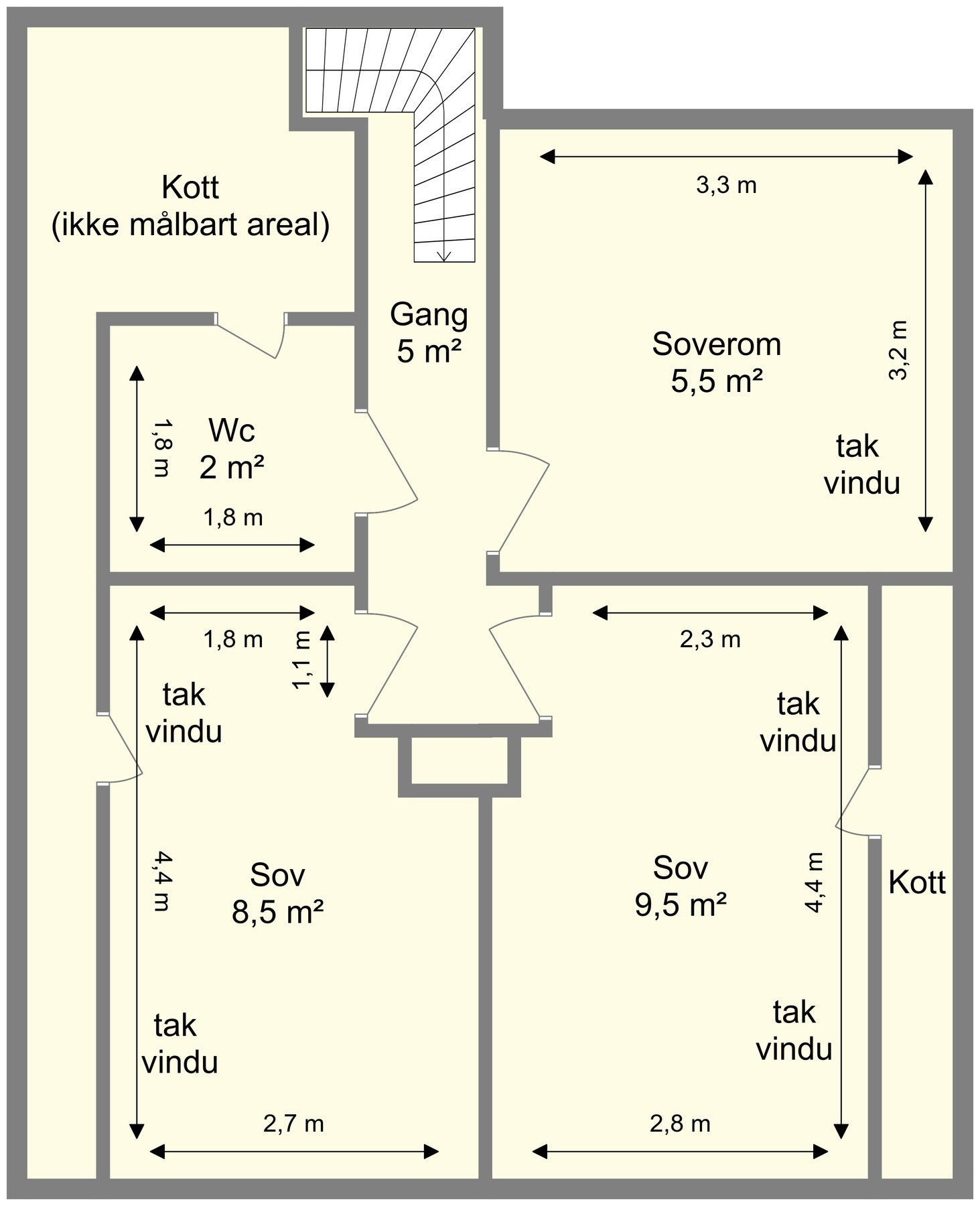 Planskisse, loftsetasje. Galleribilde