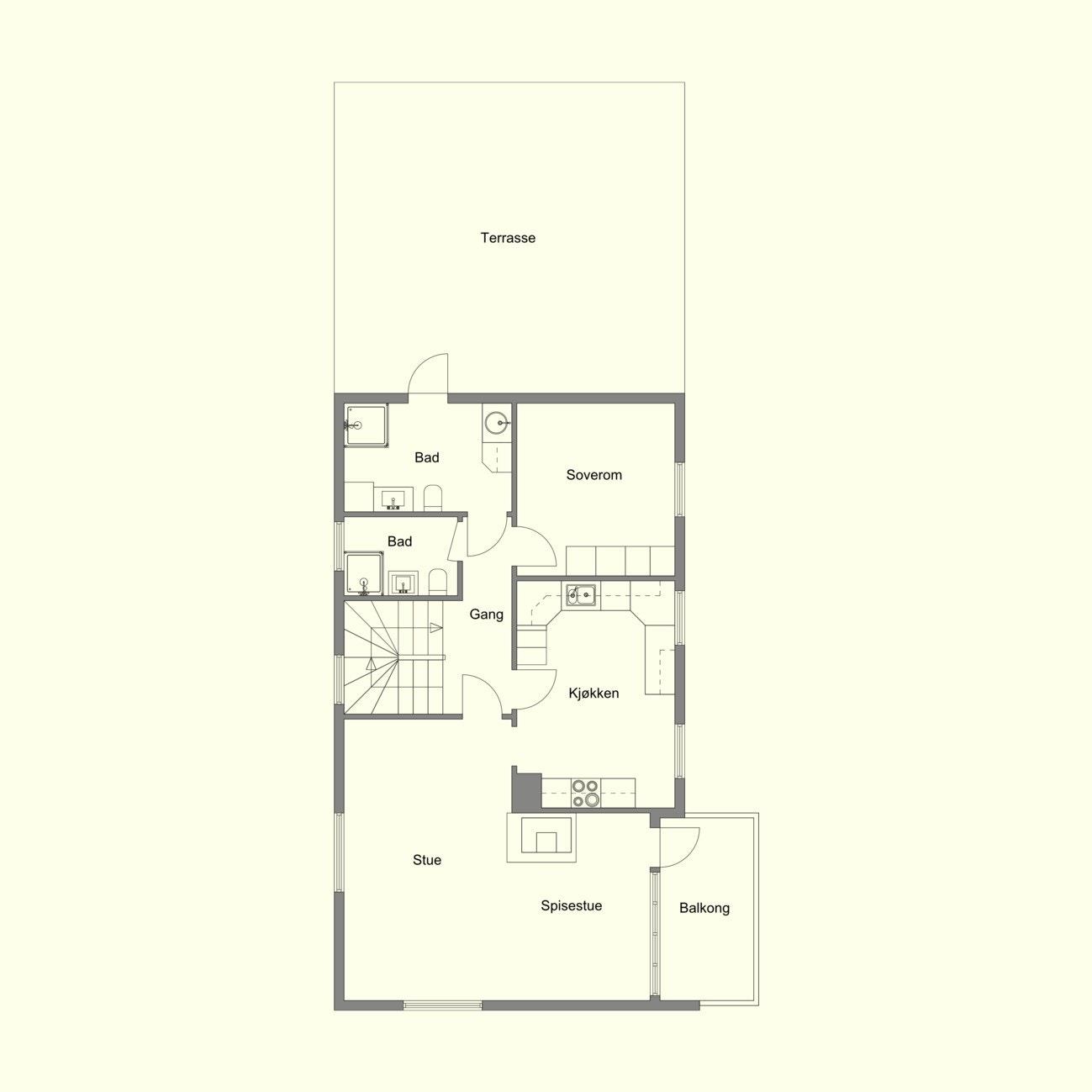 Før vi går videre gjennom boligen så orienterer vi oss litt i hovedetasjen. Galleribilde