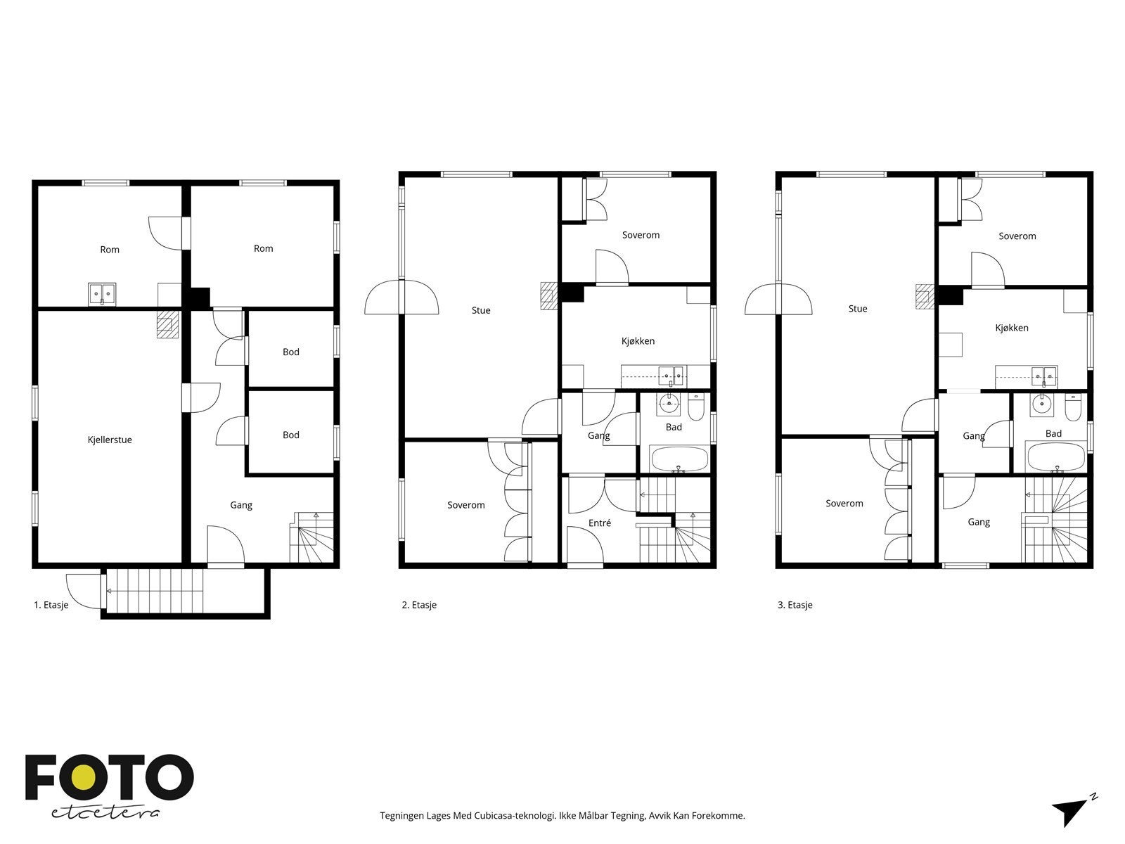 Veiledende plantegning av alle etasjene - Ikke målbar Galleribilde