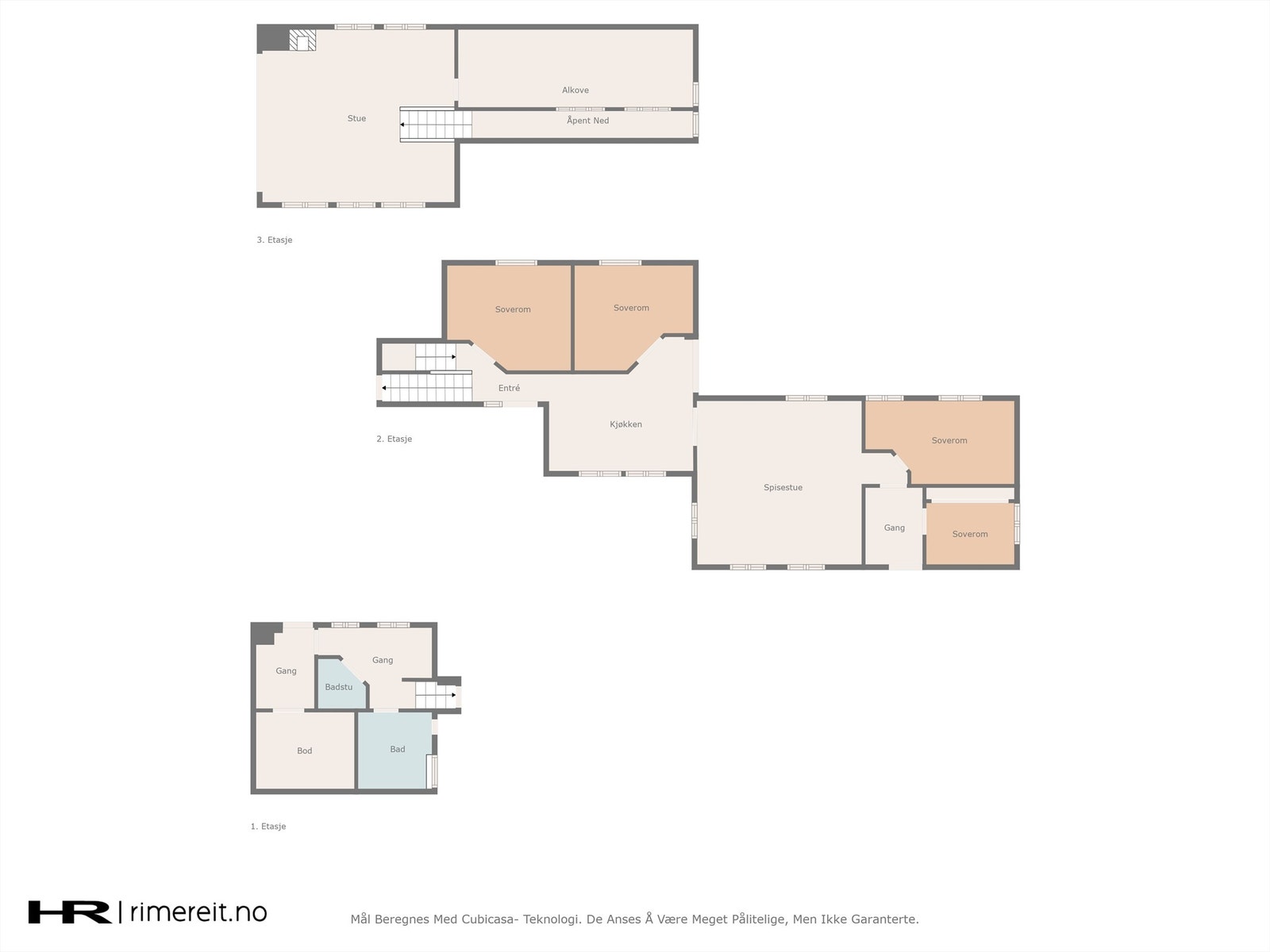 Plantegning av alle etasjer. Galleribilde