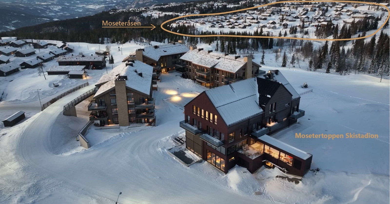 Moseteråsen ligger i få minutters gange til Mosetertoppen skistadion. Galleribilde