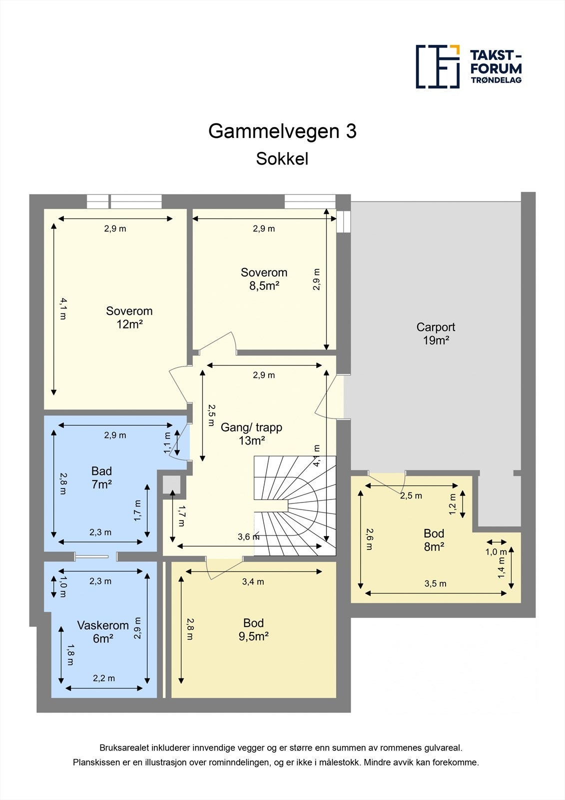 Planskisse sokkeletasje. Galleribilde