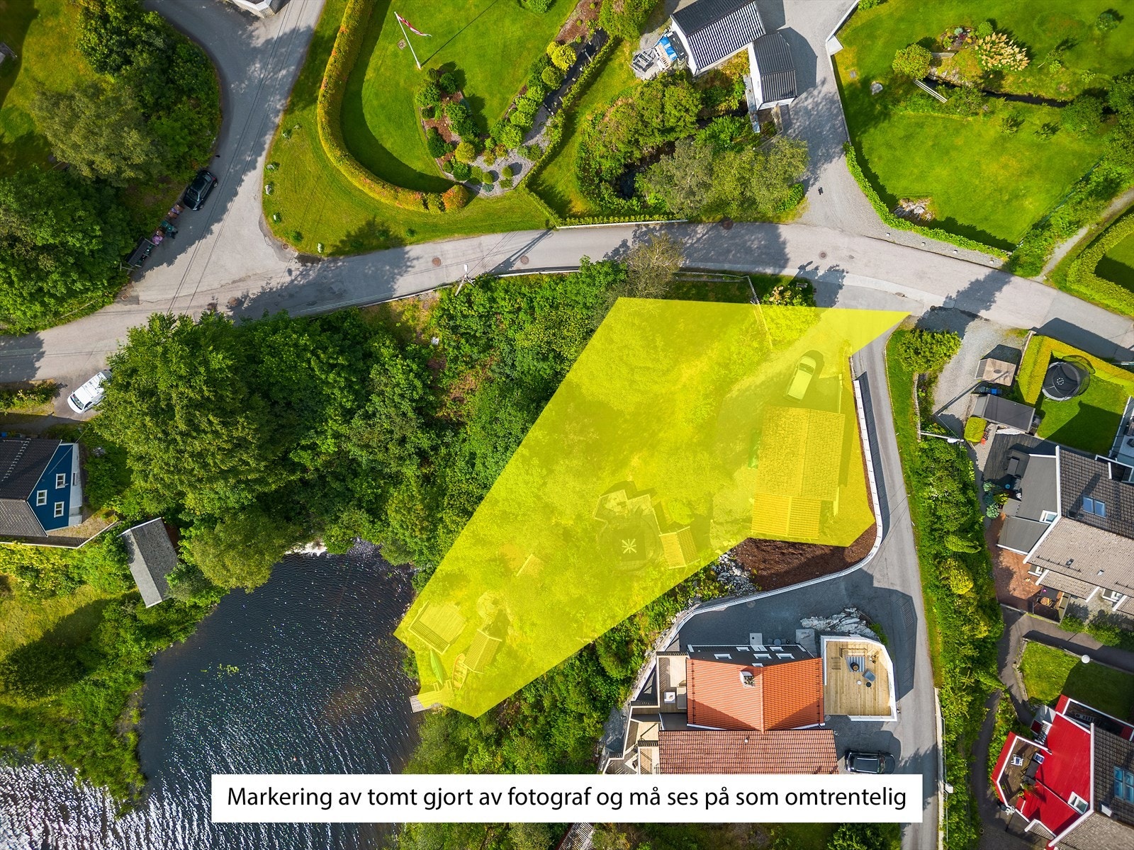 Skisse over tomten, ikke nøyaktig grenselagt i denne skissen. Galleribilde