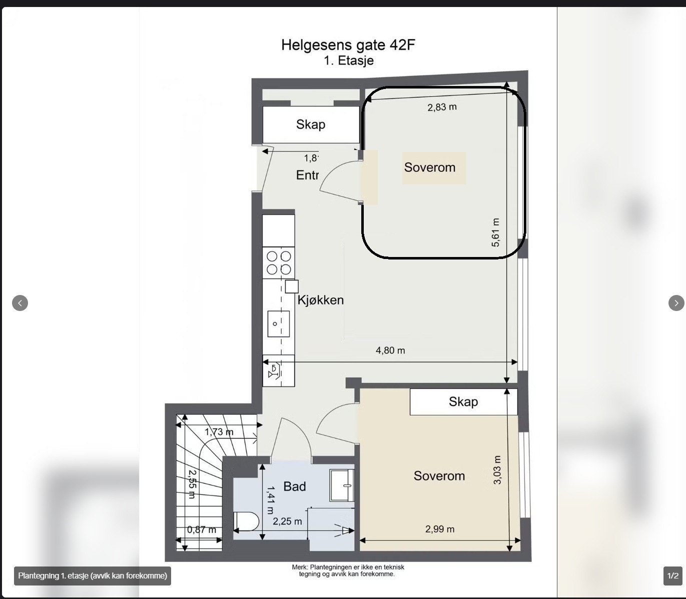 Alternativ plantegning - Dette kun ment som inspirasjon. Kjøper er selv ansvarlig for utføring og risiko forbundet med eventuell omgjøring Galleribilde