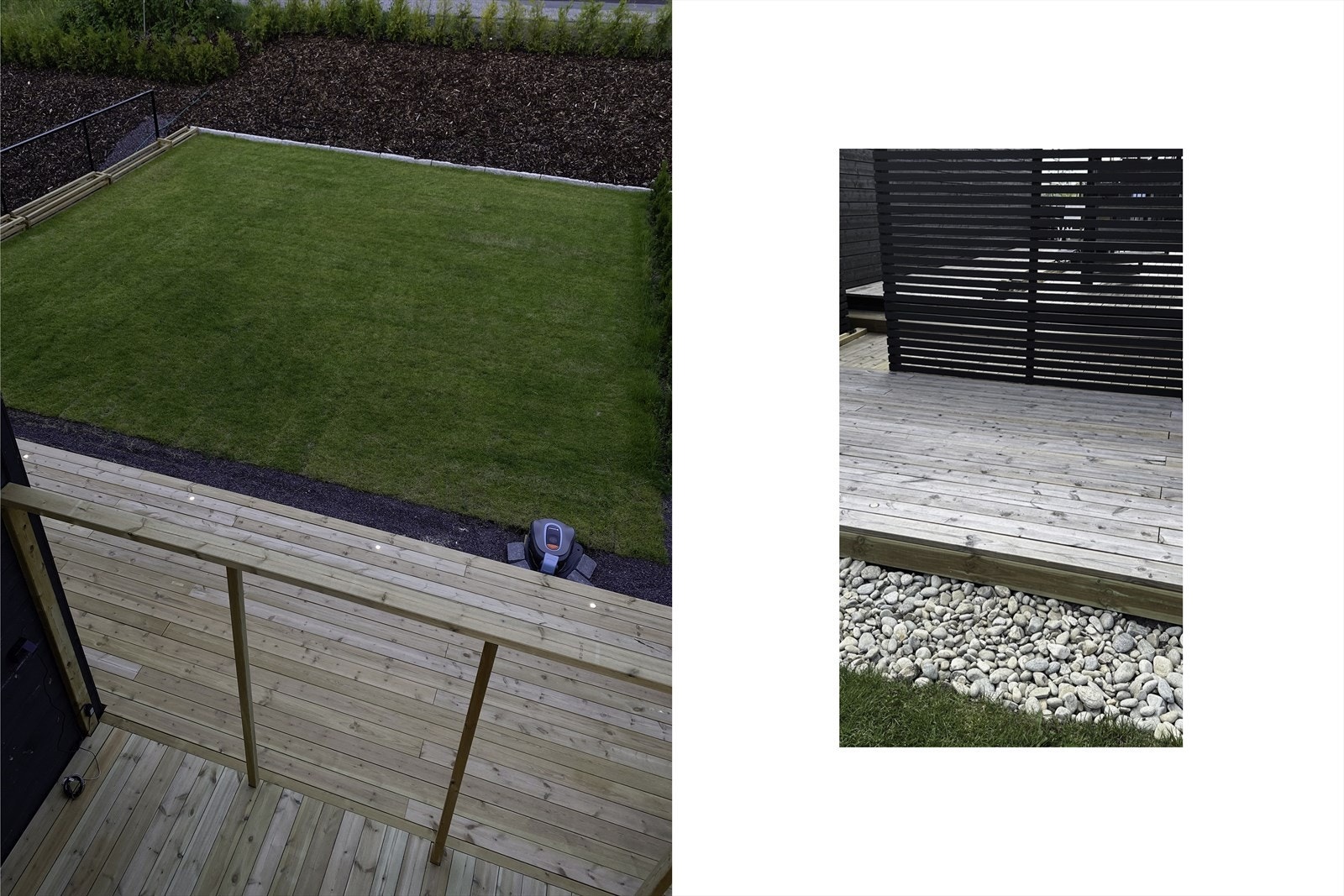 Flott opparbeidet hage med plass til lek og rekreasjon. Bilde tatt i 2022 ved etablering av hageområde. Galleribilde