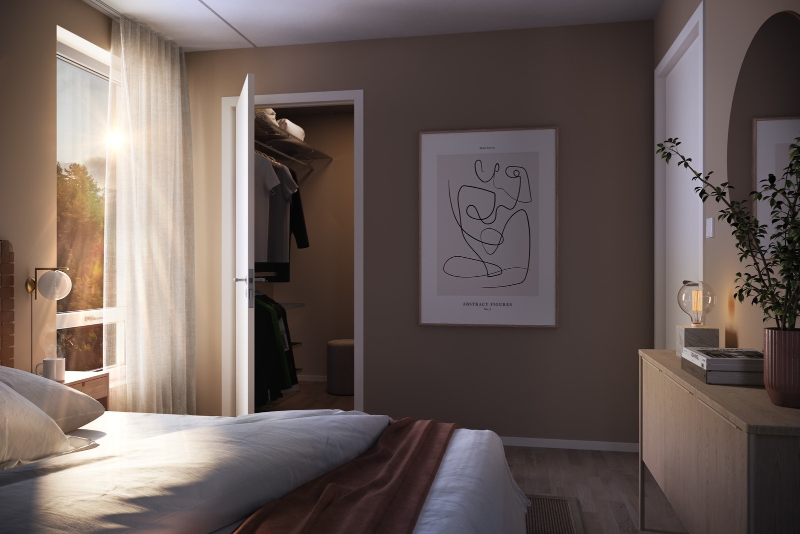 - Lunt og innbydende soverom med plass til seng og garderobeløsning - (Merk: illustrasjonsbilde. Avvik kan forekomme) Galleribilde