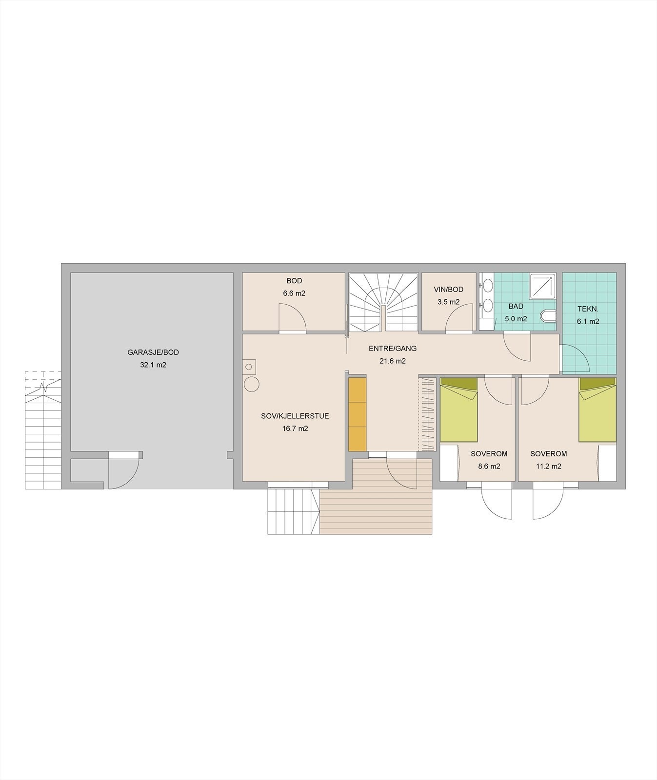 Plantegning 1.etg. av rammegodkjent enebolig. Galleribilde