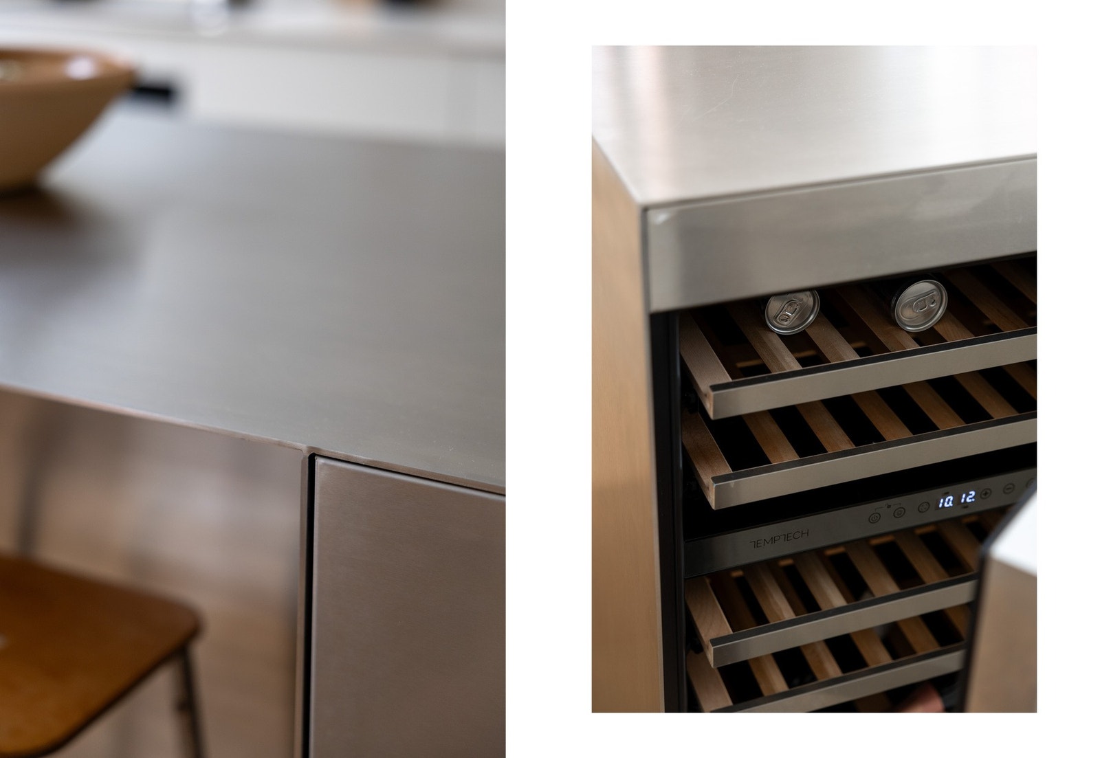 Benkeplaten er i Silestone fra Easystone. Hvitevarer fra Siemens og Bosch. Vinskap fra Temptech. Galleribilde