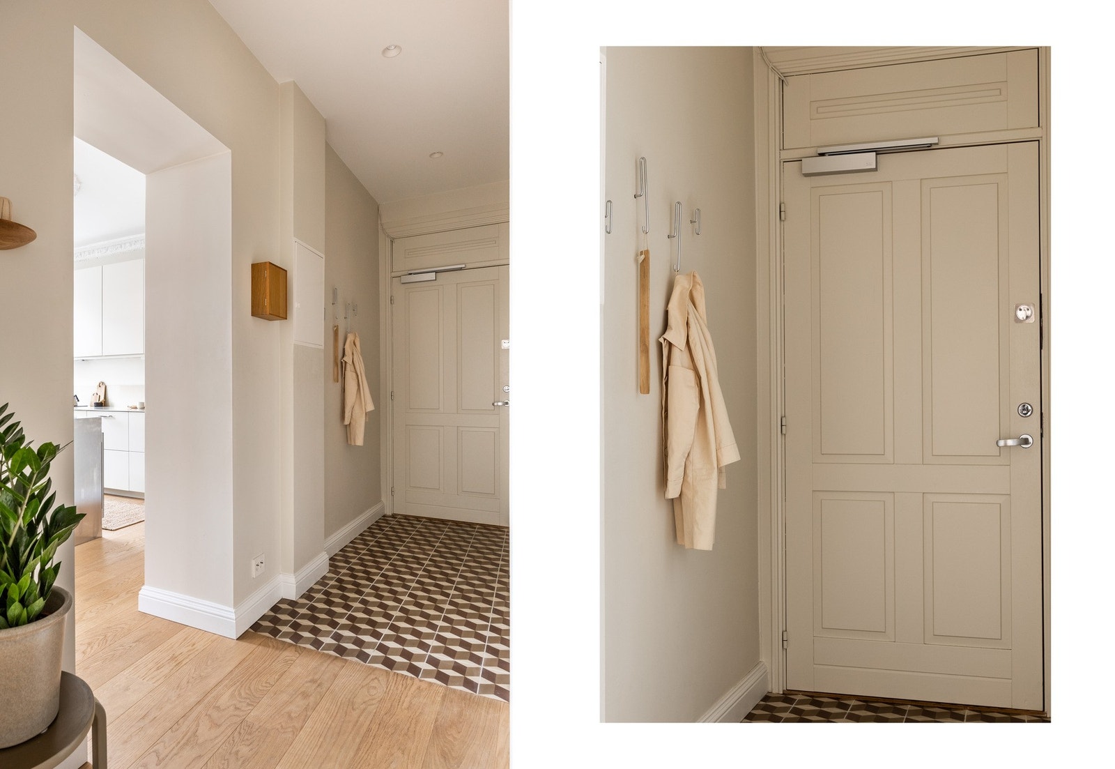 Gangen er utstyrt med flotte sementfliser fra Far-Far Fliser, som gir et unikt og stilrent førsteinntrykk. Galleribilde