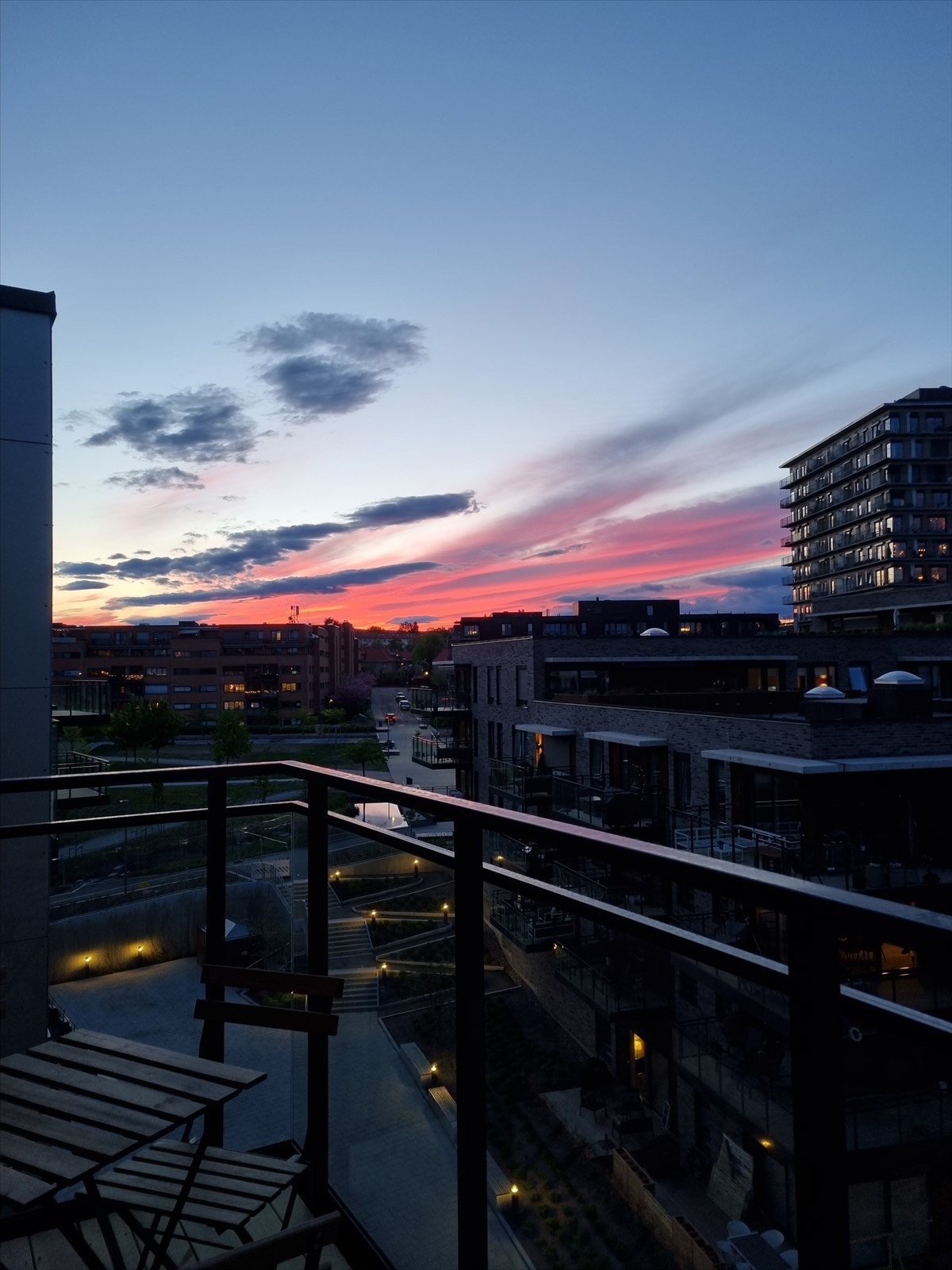 Vakker solnedgang fra balkongen. Galleribilde