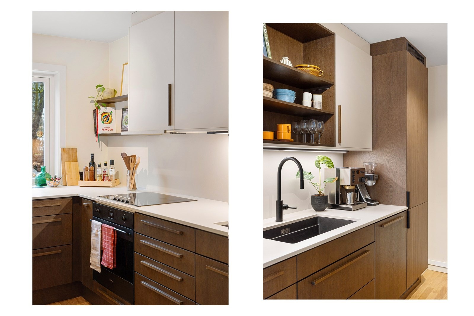 jøkkenet er utstyrt med integrert stekeovn, induksjonstopp, oppvaskmaskin, kombinert kjøle- og fryseskap, avtrekksvifte med komfyrvakt samt vannstoppesystem - alt tilrettelagt for en effektiv matlaging. Galleribilde