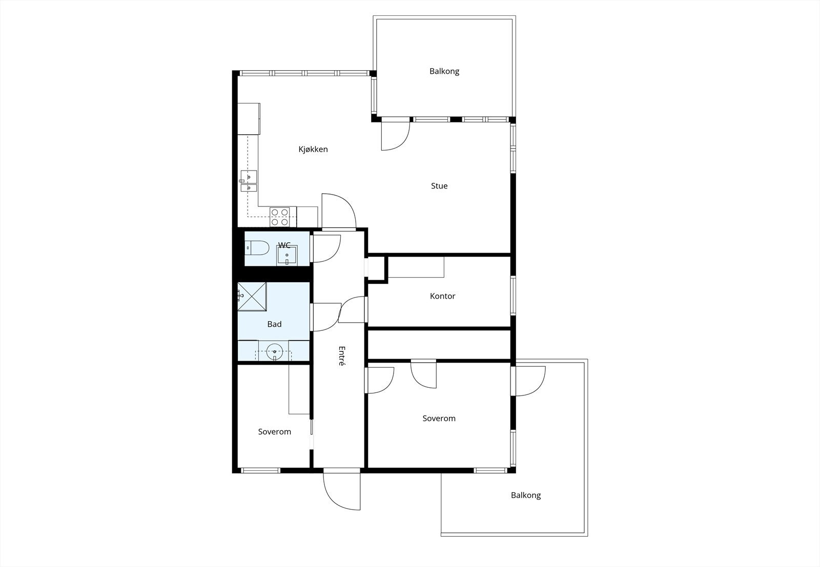 Planløsningen er arealeffektiv og utnytter leilighetens areal på en god måte. Galleribilde