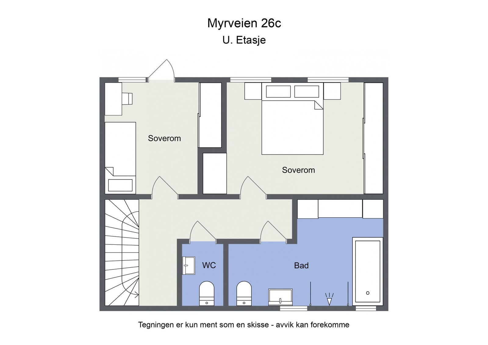 Omtrentlig planskisse, U. etasje Galleribilde