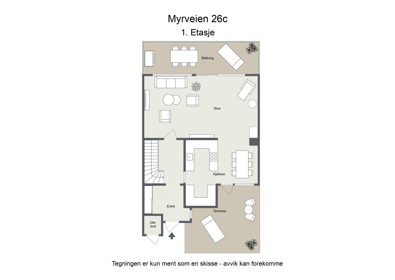 Omtrentlig planskisse, 1. etasje Galleribilde
