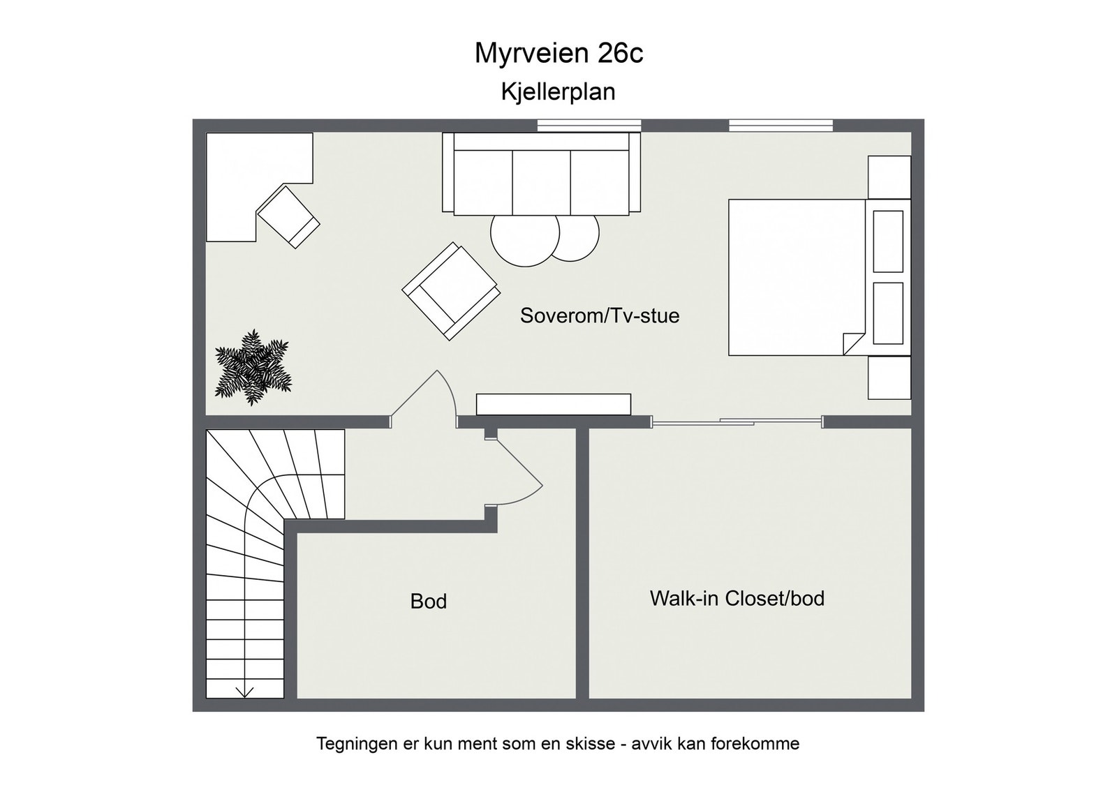 Omtrentlig planskisse, kjelleretasje Galleribilde