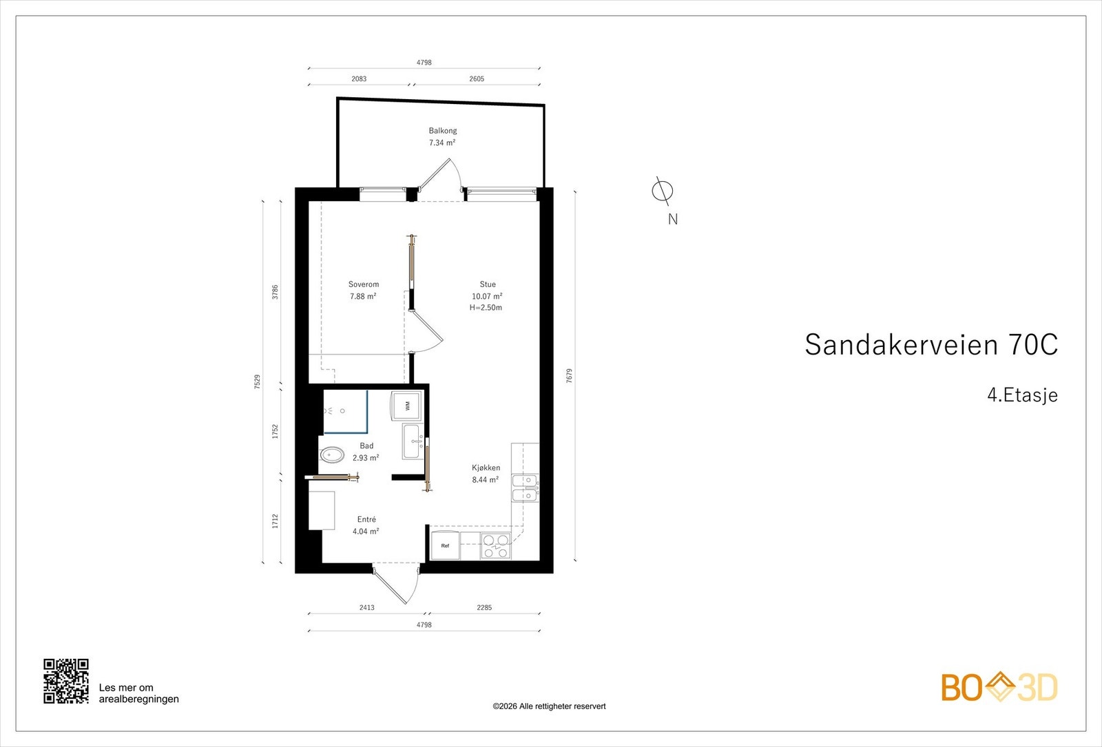 Før vi fortsetter tar vi en titt på boligens planskisse slik at du får orientert deg litt. I tillegg til innvendig areal, disponerer leiligheten en kjellerbod på 8 kvm. Galleribilde
