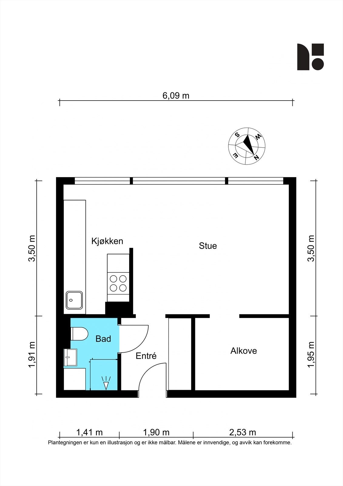 Leilighetens planskisse. Galleribilde