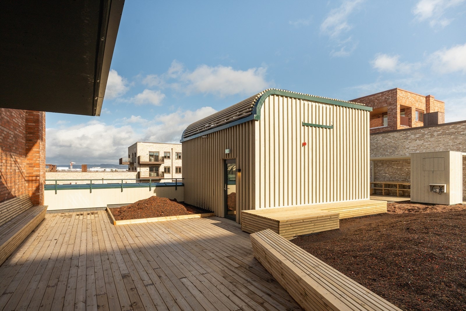 På takterrassene blir det beplantet også. Galleribilde