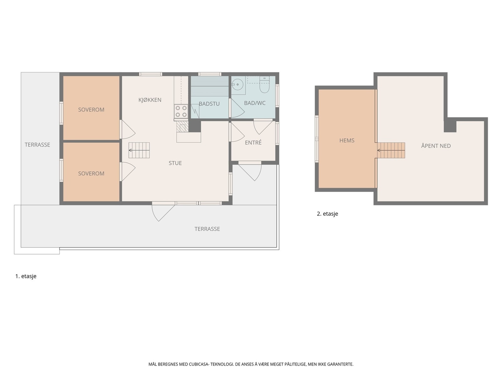 Plantegning - hytte med hems. Galleribilde