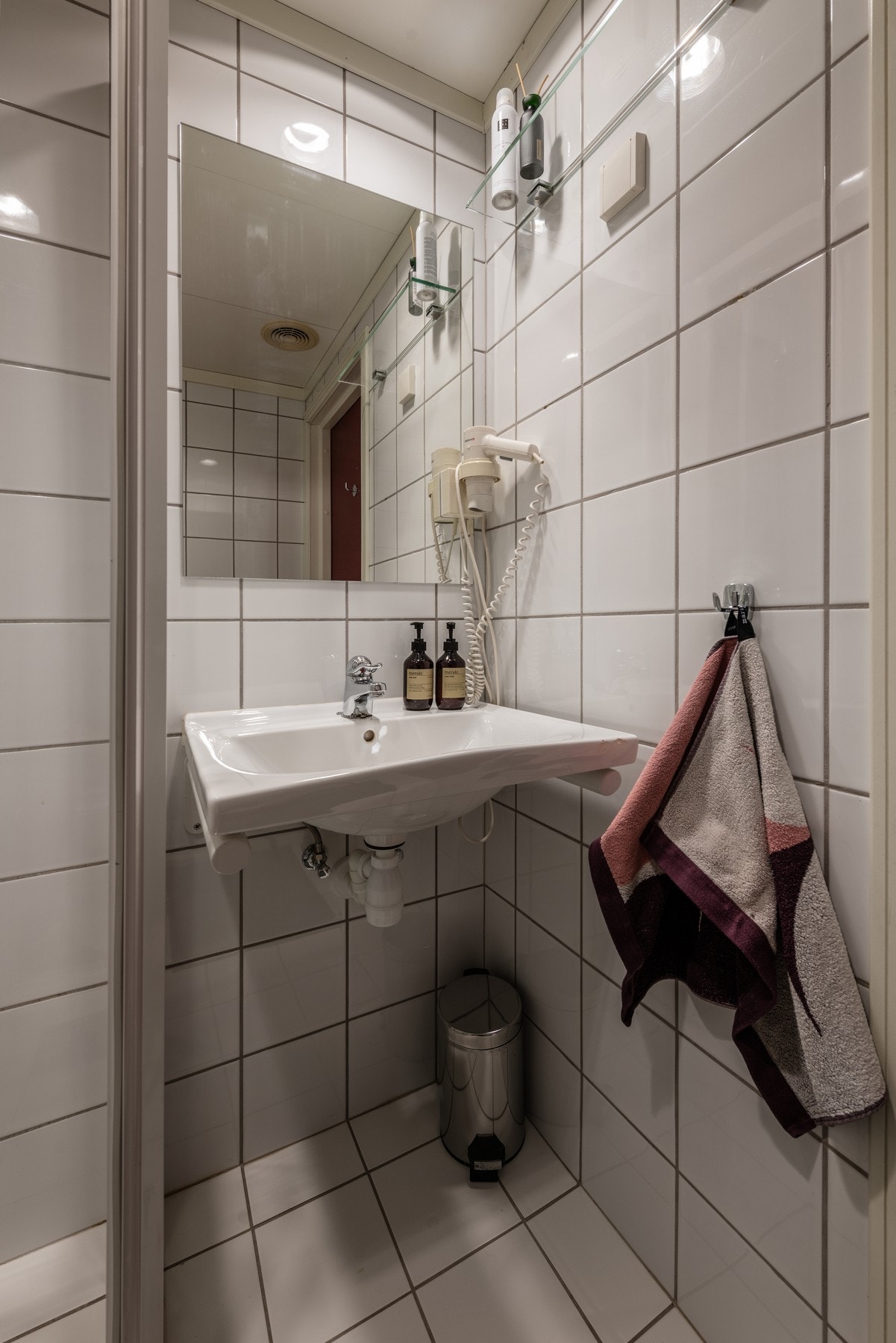 Badet har håndvask, toalett og dusj Galleribilde