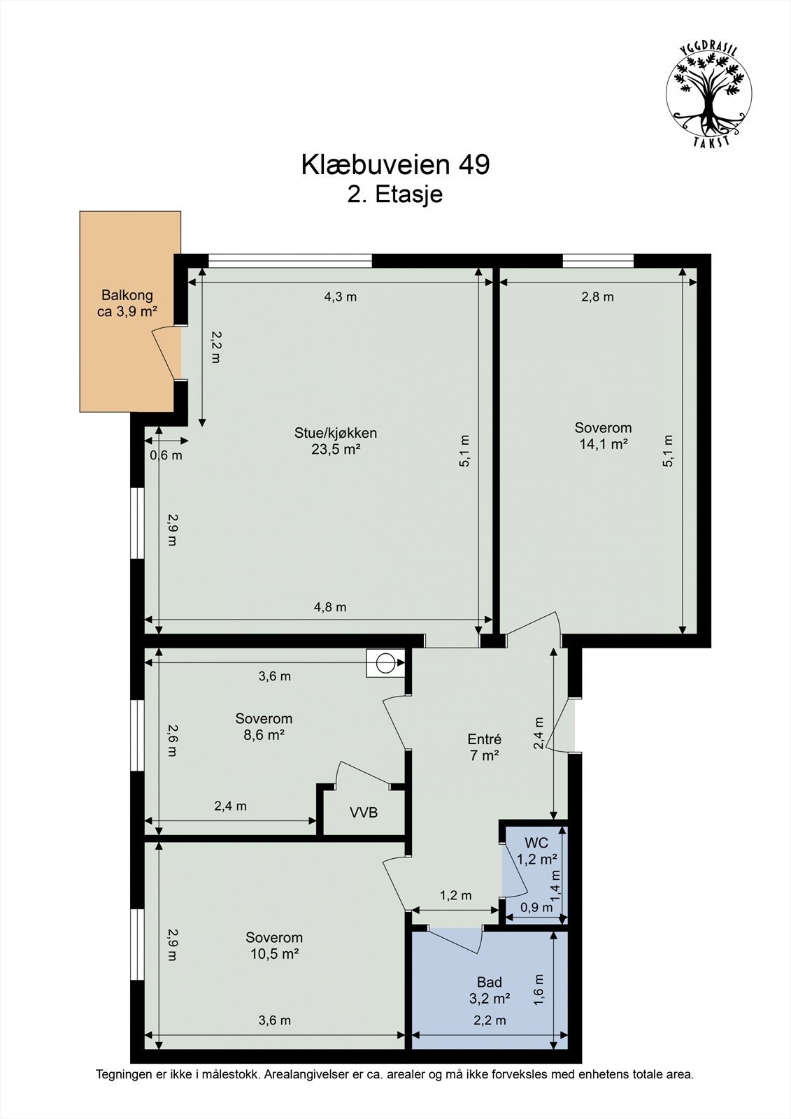 Planløsning. I tillegg disponerer man to boder på til sammen 16 m², en på loft og en i kjeller. Galleribilde