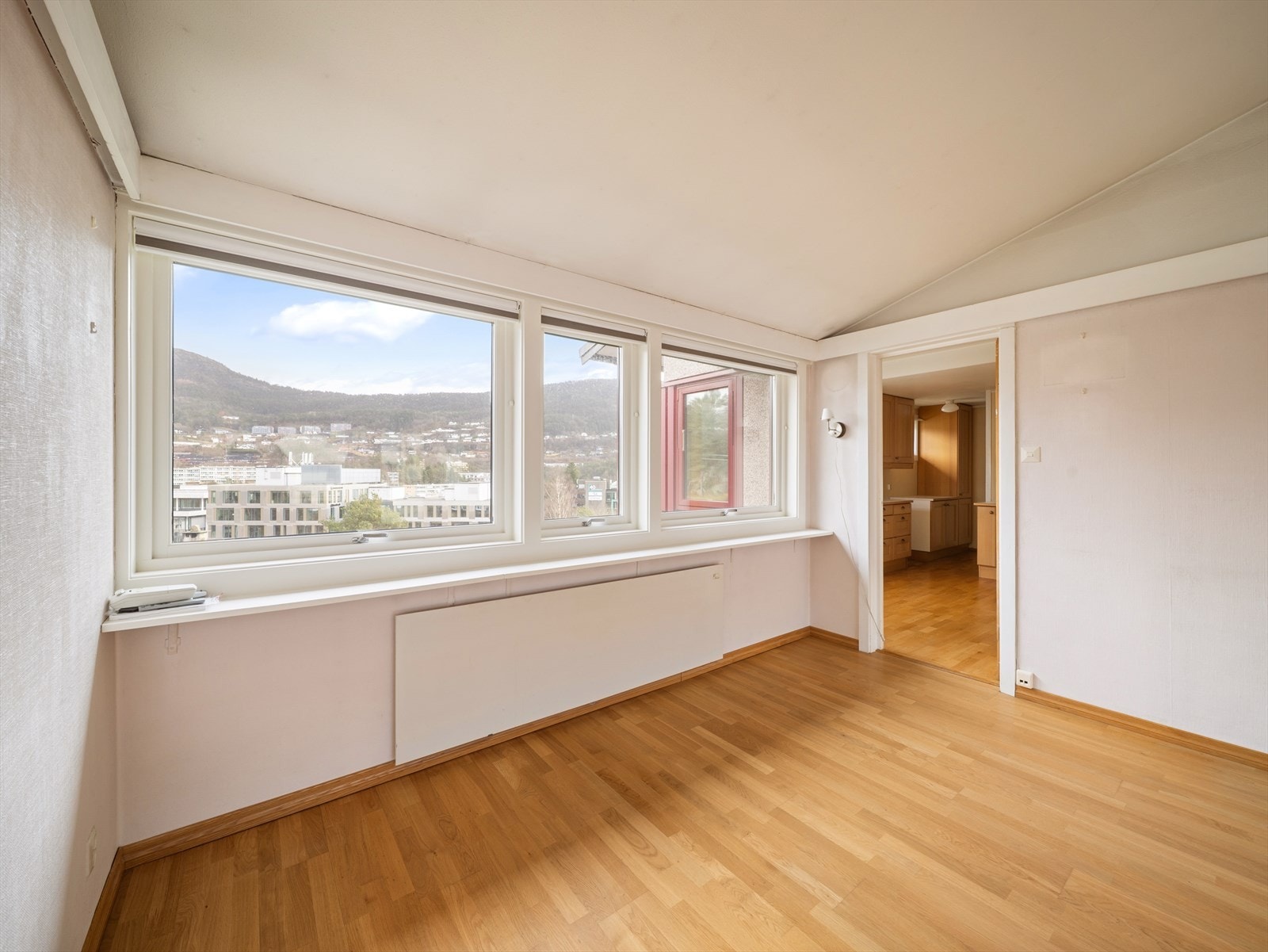 Det er fin utsikt fra stuen over Fyllingsdalen. Galleribilde