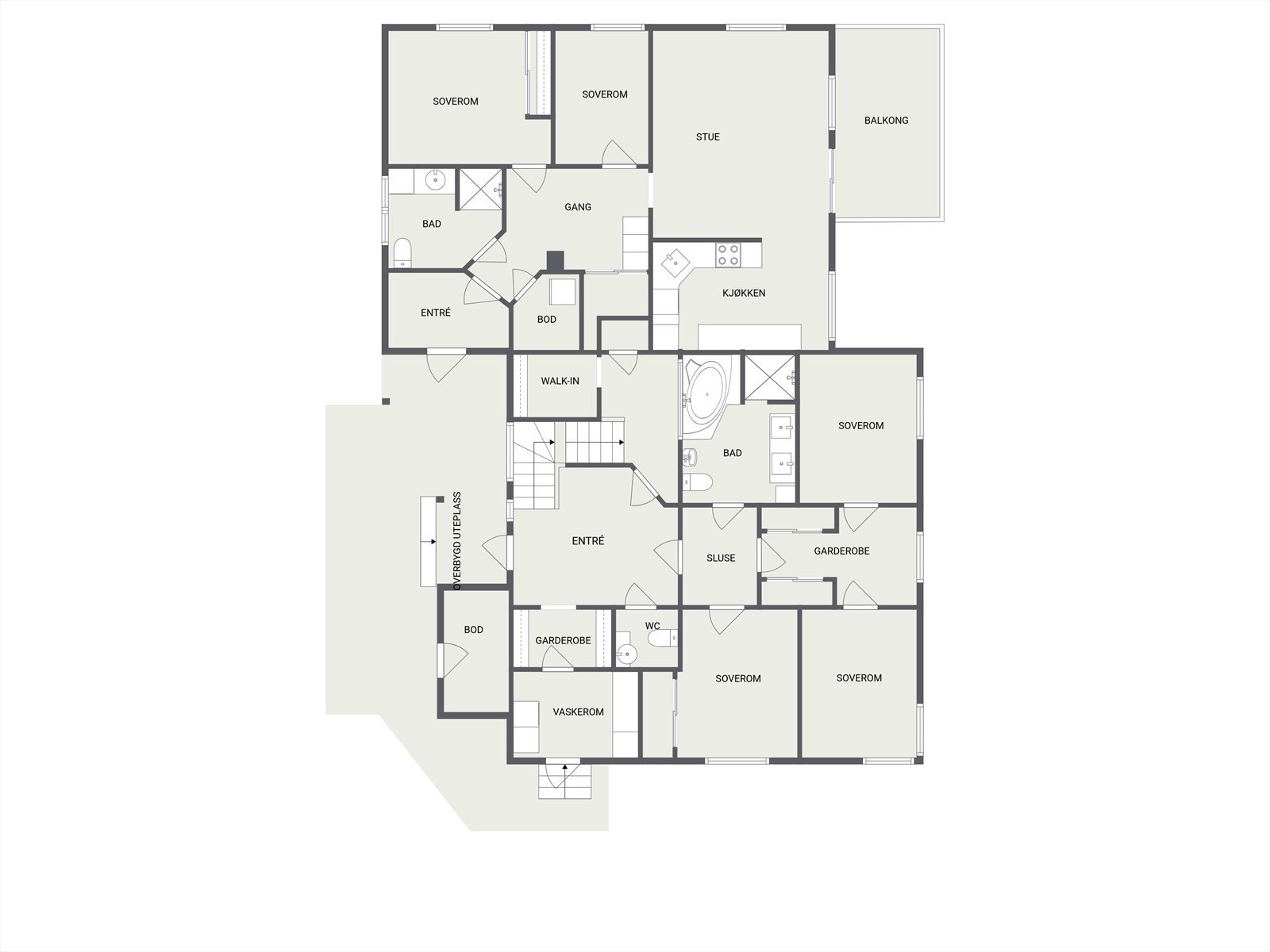 Plantegning 1. etasje (inkludert leiligheten) Galleribilde