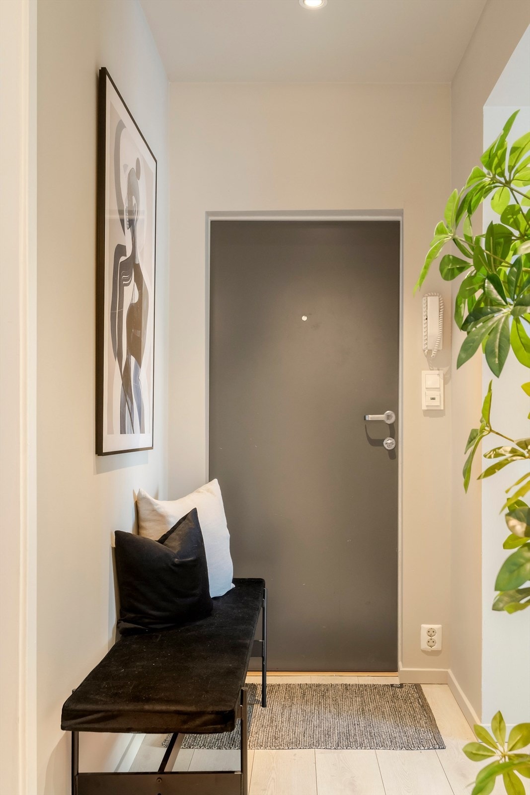 Entré med praktisk porttelefon og komfortabel elektrisk gulvvarme. Galleribilde