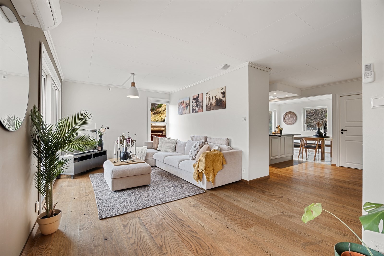 Romslig og flott hovedetasje, med stue, kjøkken, spiseplass og gjesterom - Utgang til store solrike utearealer Galleribilde