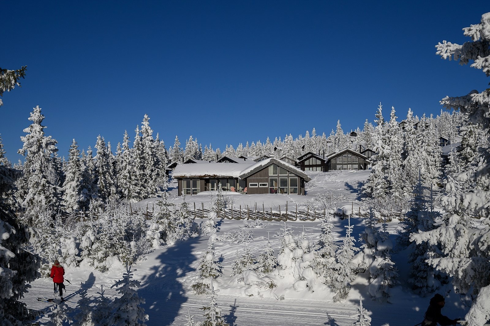 Med preparerte langrennsløyper bare 42 meter unna, er dette en drøm for skientusiasten. Galleribilde