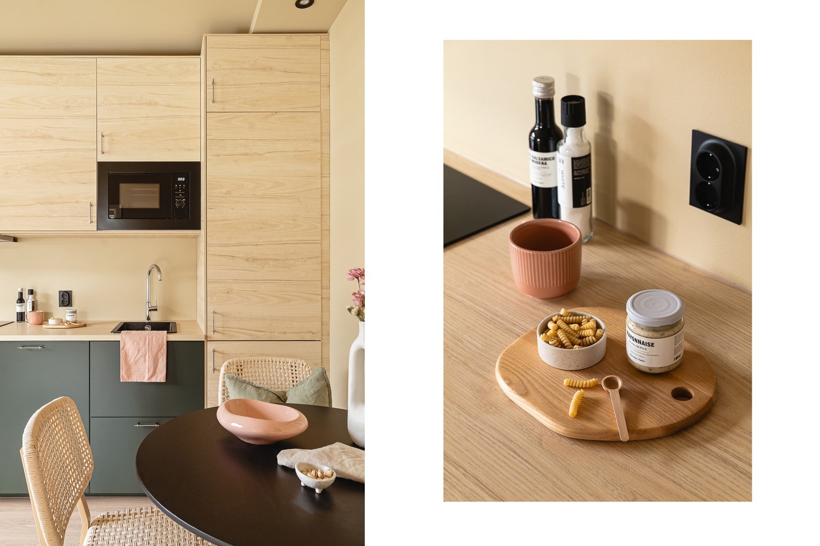 Det er også laget til mulighet for å ha vaskemaskin inni skapet på kjøkkenet slik at det ikke blir synlig. Galleribilde