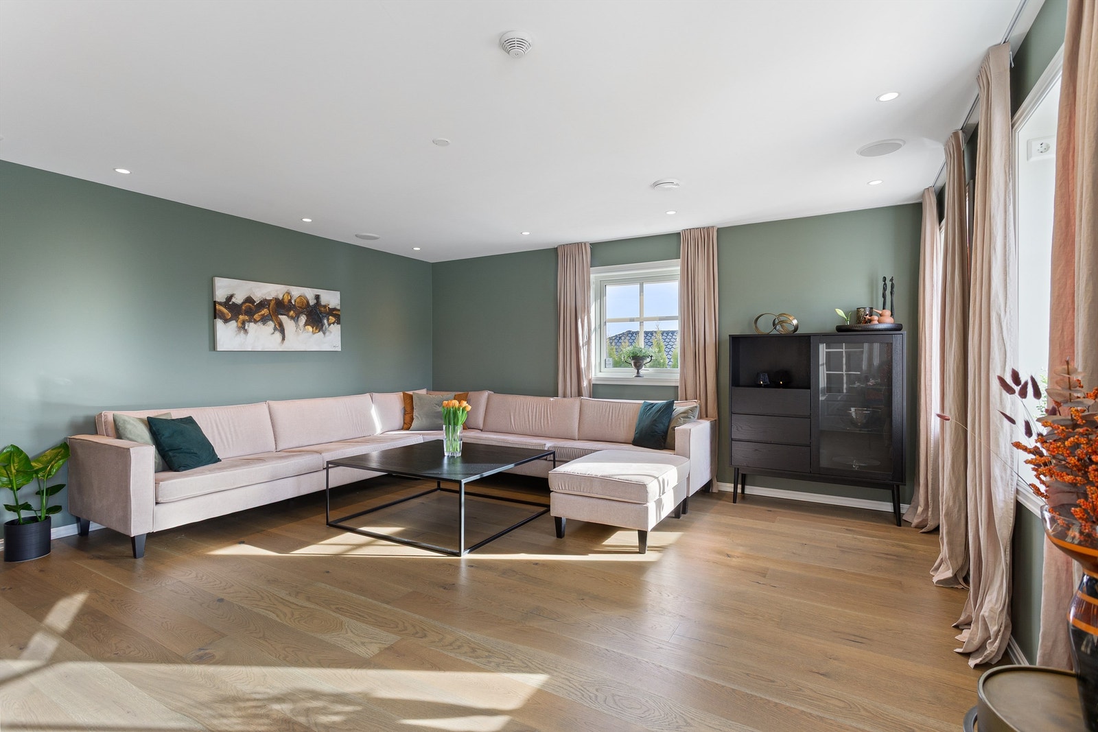 Flere vindusflater langs to yttervegger som gir godt med lysinnslipp Galleribilde