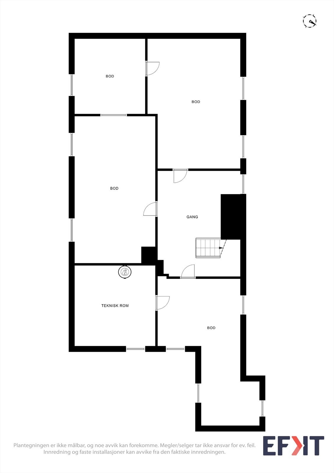 Kjelleretasjen inneholder primært bodarealer. Galleribilde
