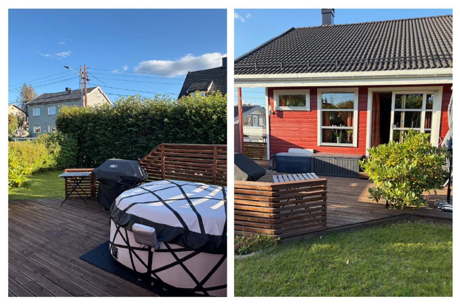 Det er lite innsyn fra vegen om sommeren med den frodige hekken!
Selgers egne bilder av eiendommen. Galleribilde