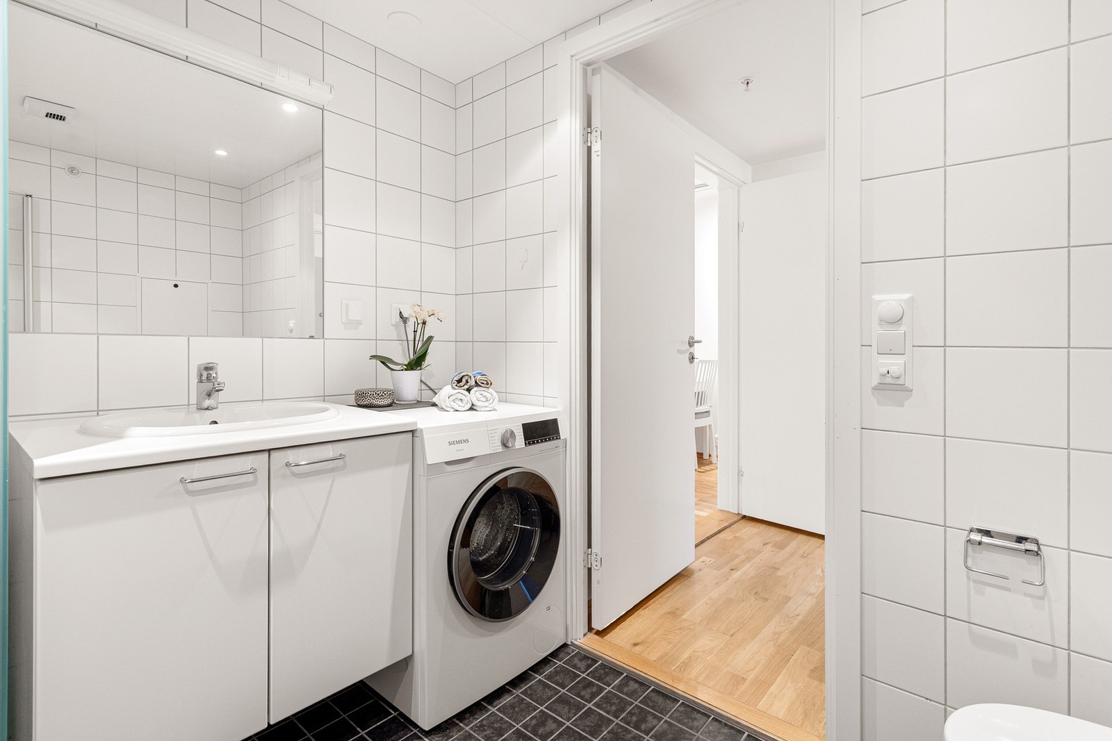 Det er opplegg for vaskemaskin. Galleribilde