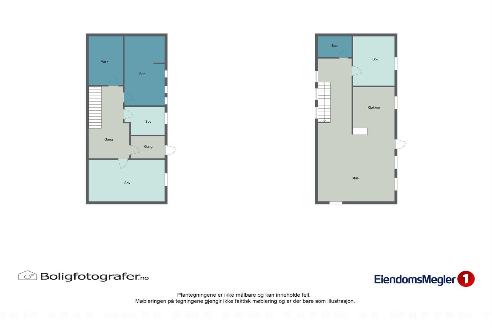 Plantegning begge etasjer. Galleribilde