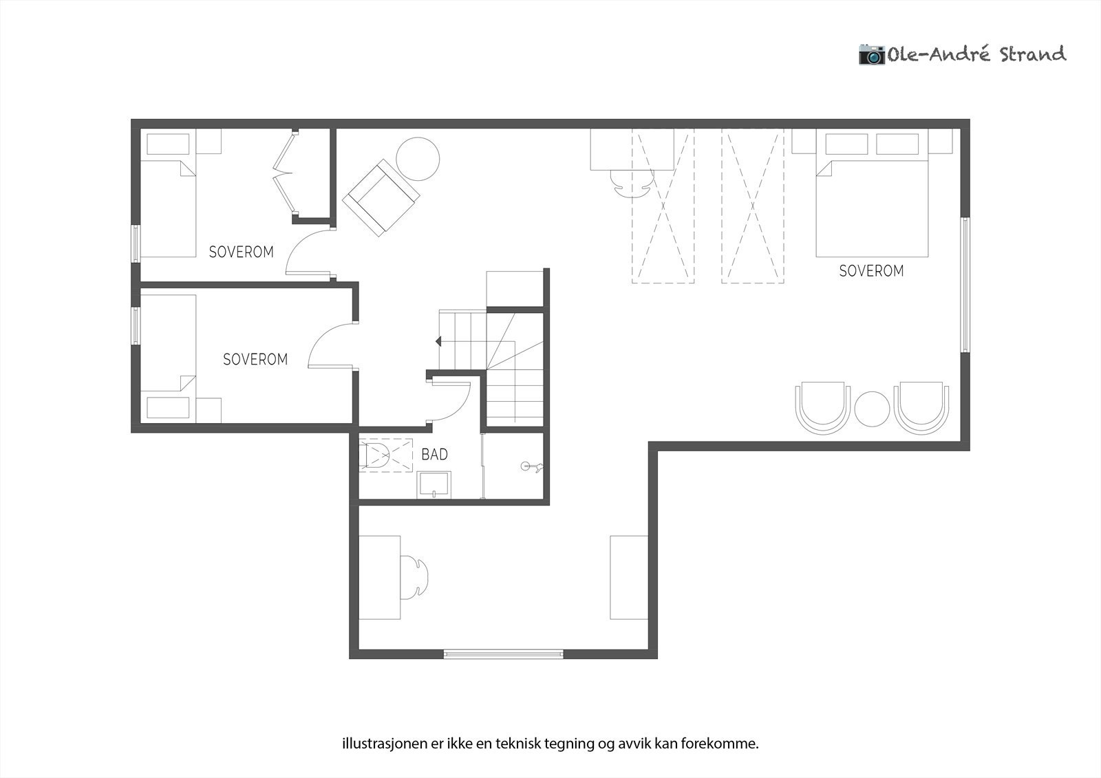 Plantegning loftsetasje. Galleribilde