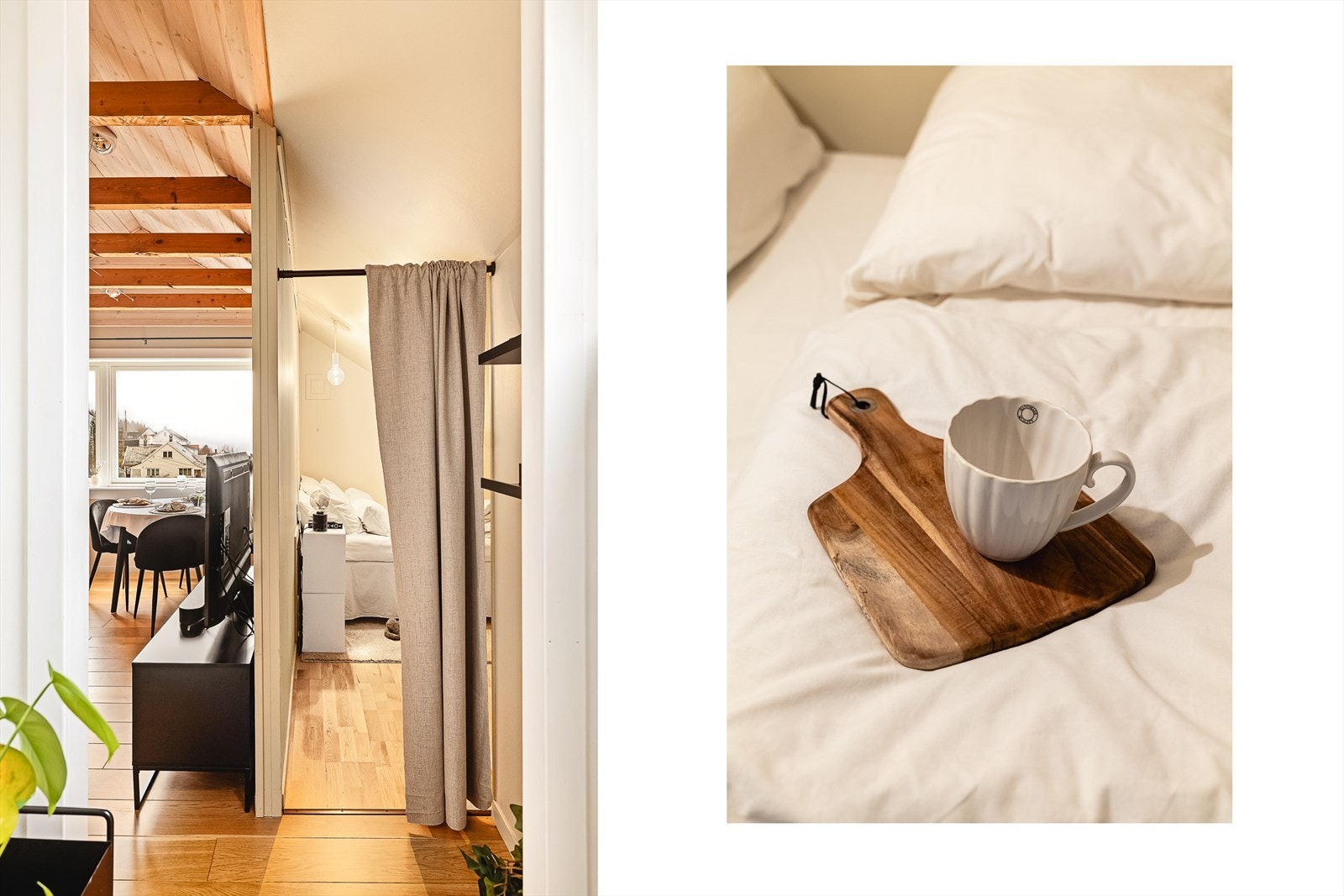 Til høyre for stuen er sovealkoven. Galleribilde