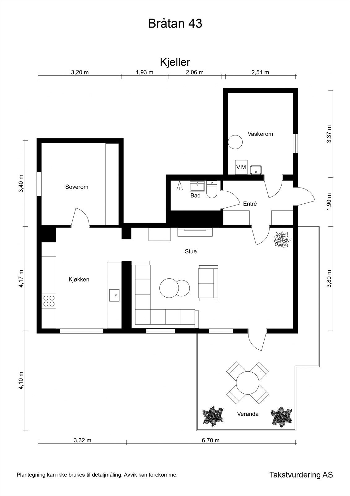 Leiligheten har en praktisk planløsning på ett plan med et bruksareal på 68 m². Galleribilde