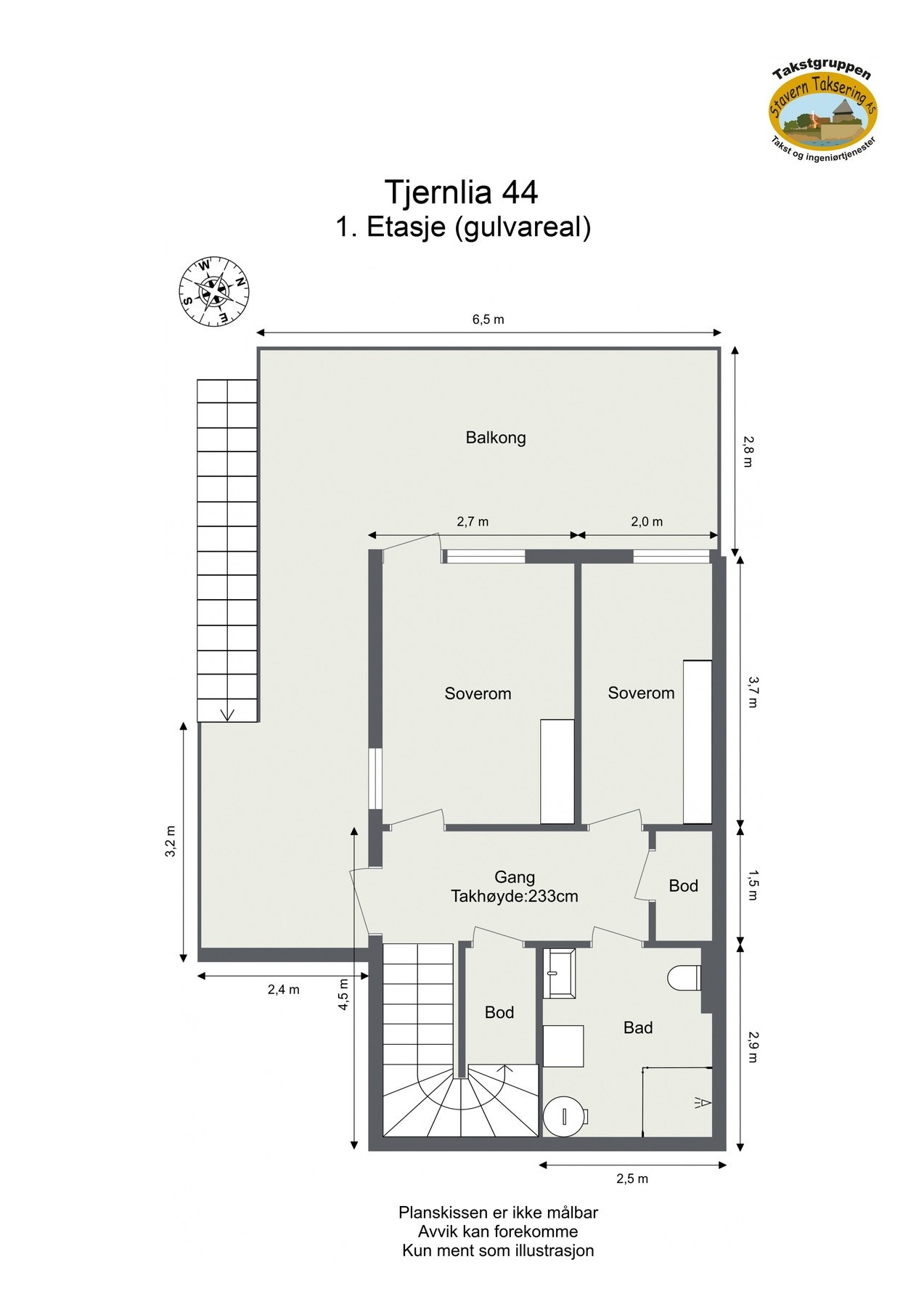 Oppmålt planløsning Galleribilde
